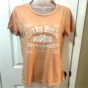 Lucky Brand Women's Xsmall Orange/Peach Tee 90s Inspired Y2K Cotton